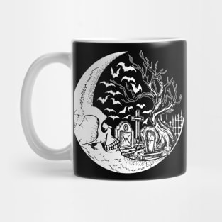 Graveyard Moon in White Mug